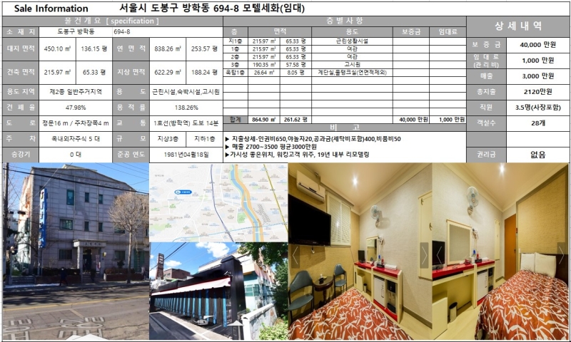 서울 도봉구 방학동 모텔임대