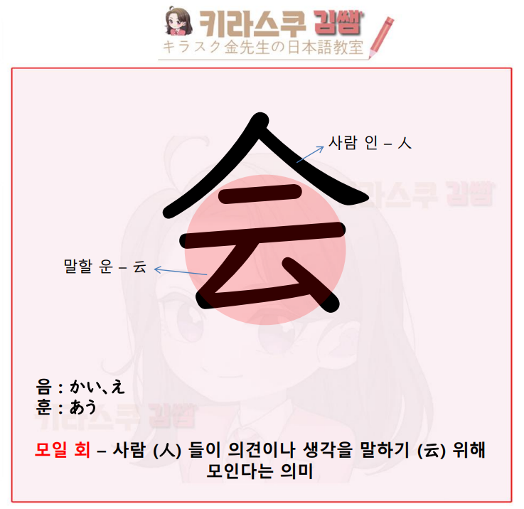 [ 일본초등 / 2학년한자 ] 모일 회 - 会, 모일 사 - 社, 공평할 공 - 公