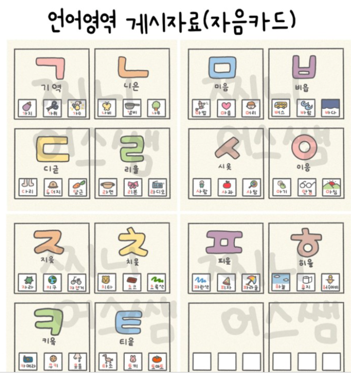언어영역 게시자료(자음,모음카드)