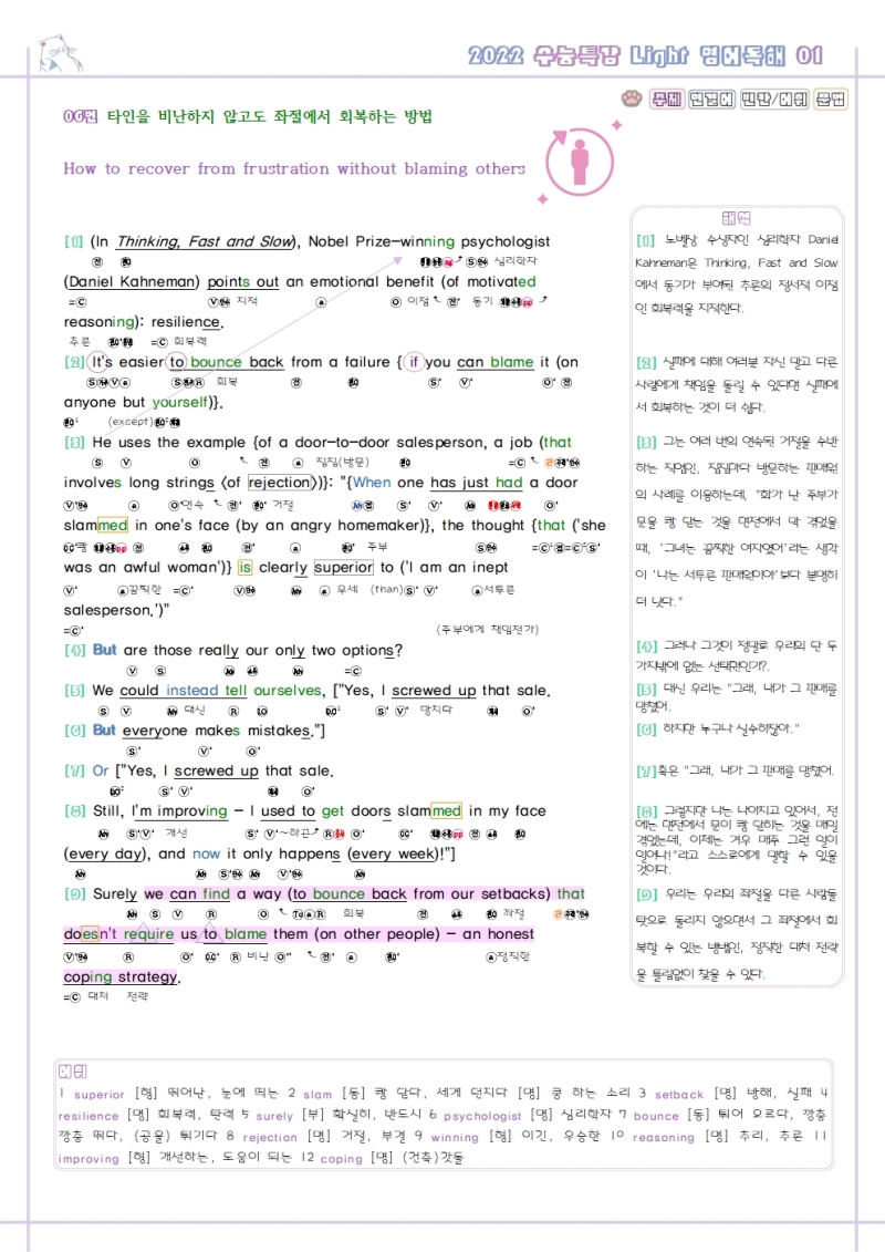 2025 수능특강 라이트 Light 영어 독해 연습 1강 분석노트 변형 문제 워크북 Pdf