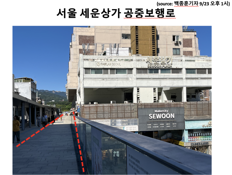 댓글 : 1100억 들인 세운상가 공중보행로…철거 왜?