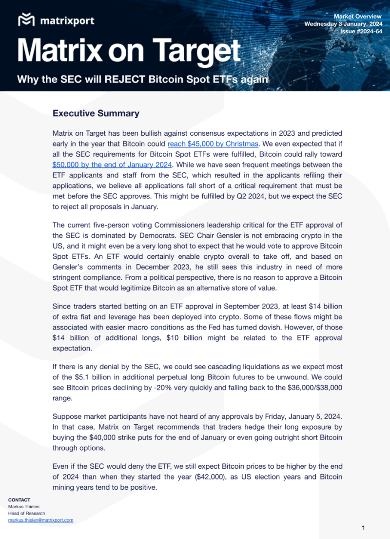 크립토 이슈] 최근의 덤핑과 SEC의 비트코인 현물 ETF 승인 살펴보기 (Feat. Matrixport)