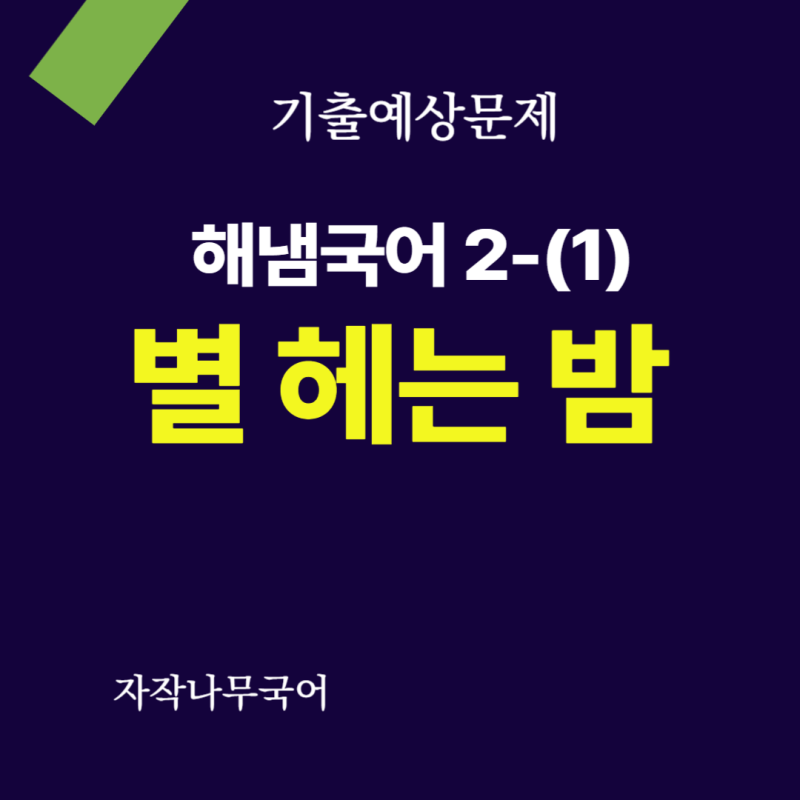 [내신 기출 예상 문제] 해냄 국어 2-(1) 별 헤는 밤 [20문항]