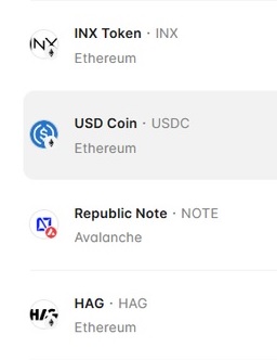 Republic Wallet 에서 INX 토큰 추가