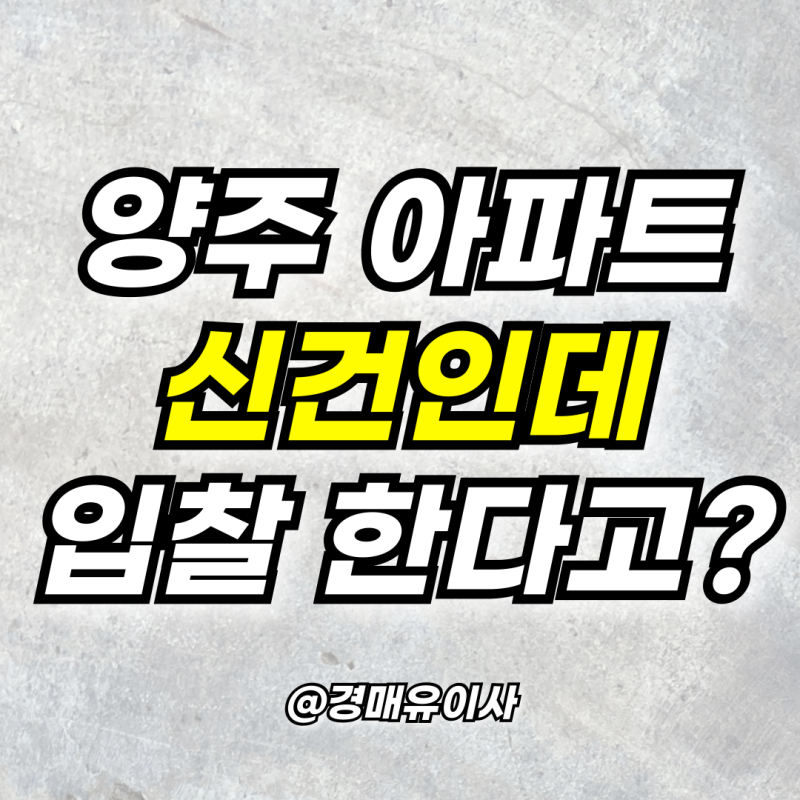 옥정아파트 경매ㅣ 양주 아파트, 신건에 입찰해야 합니다.