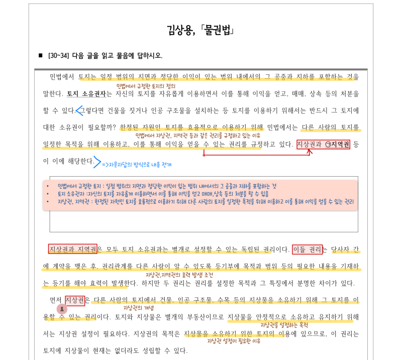 [202410_고2모의고사 분석] 김상용, 물권법