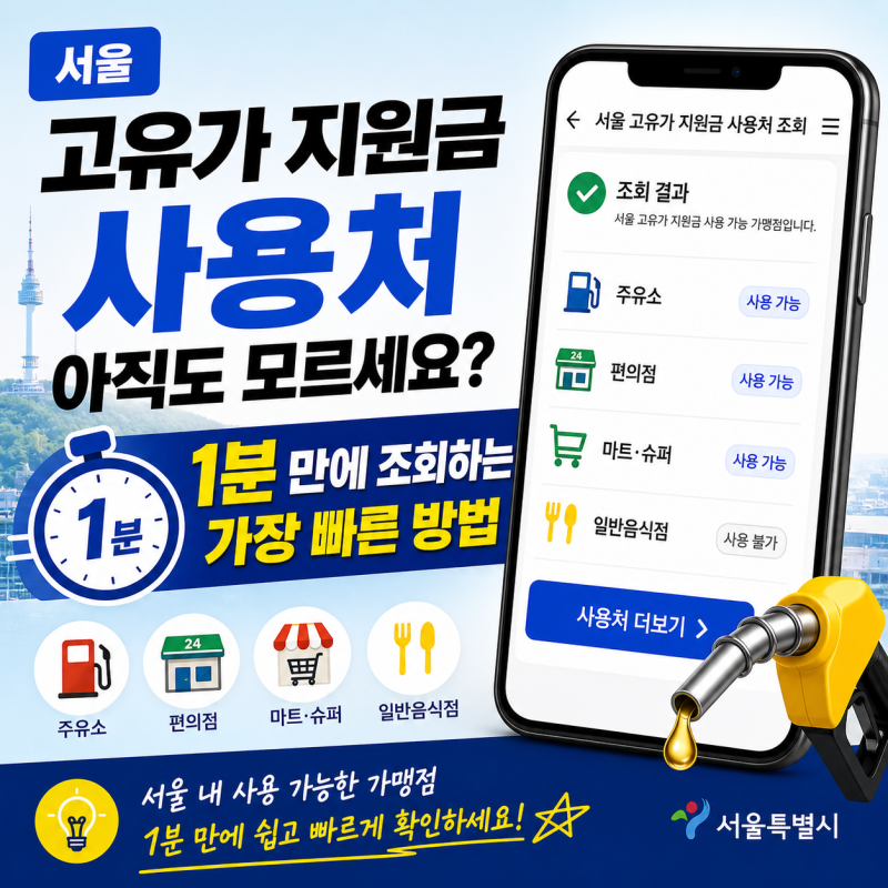 서울 고유가 피해지원금 사용처, 아직도 모르세요? 1분 만에 조회하는 꿀팁!
