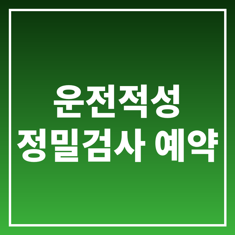 운전적성 정밀검사 예약