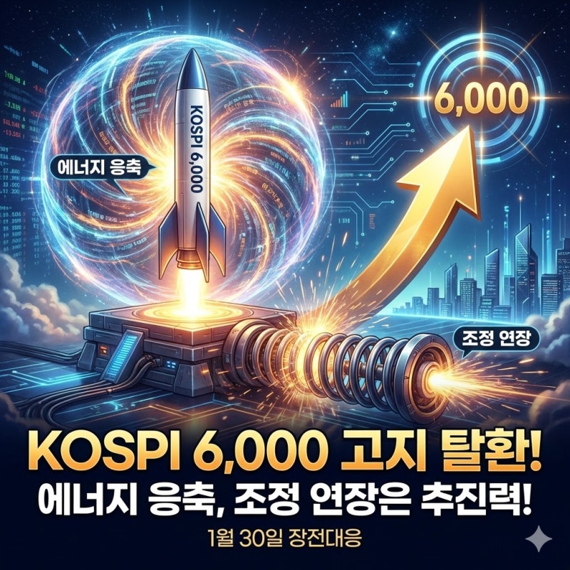 [KOSPI 목표 6,150] 6,000 고지 탈환을 향한 에너지 응축, '조정 연장'은 상승을 위한 추진력 | 1월 30일 장전대응