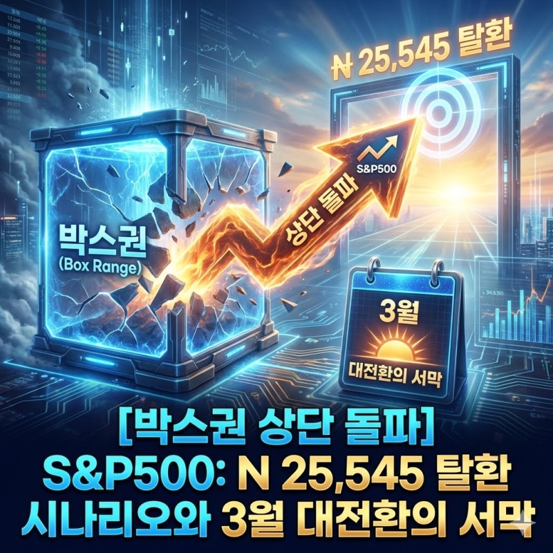 [박스권 상단 돌파] TIGER S&P500 - N 25,545 탈환 시나리오와 3월 대전환의 서막