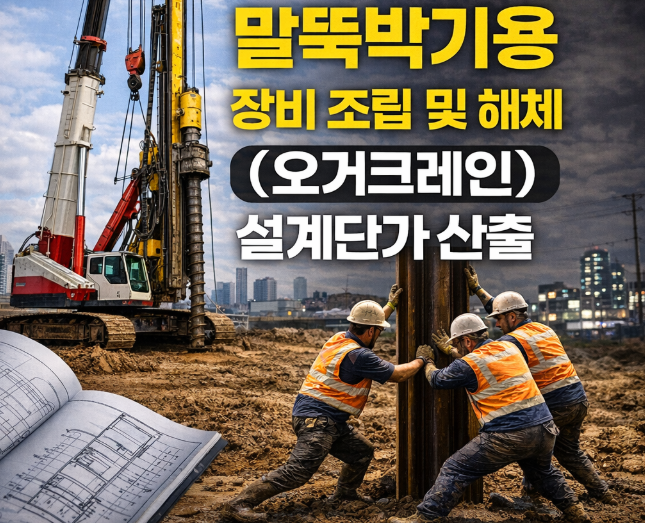 말뚝박기용 장비 조립 및 해체(오거크레인) 설계단가 산출